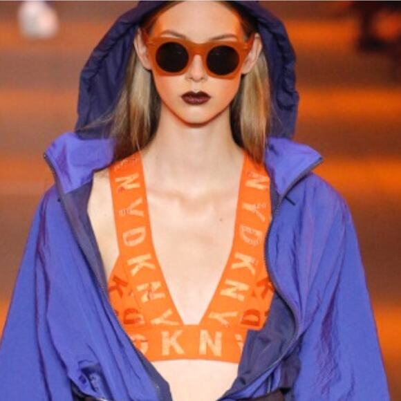 DKNY New York 2017 Runway Bralette S ASO Dua Lipa Blokecore Orange Streetwear - Picture 4 of 9